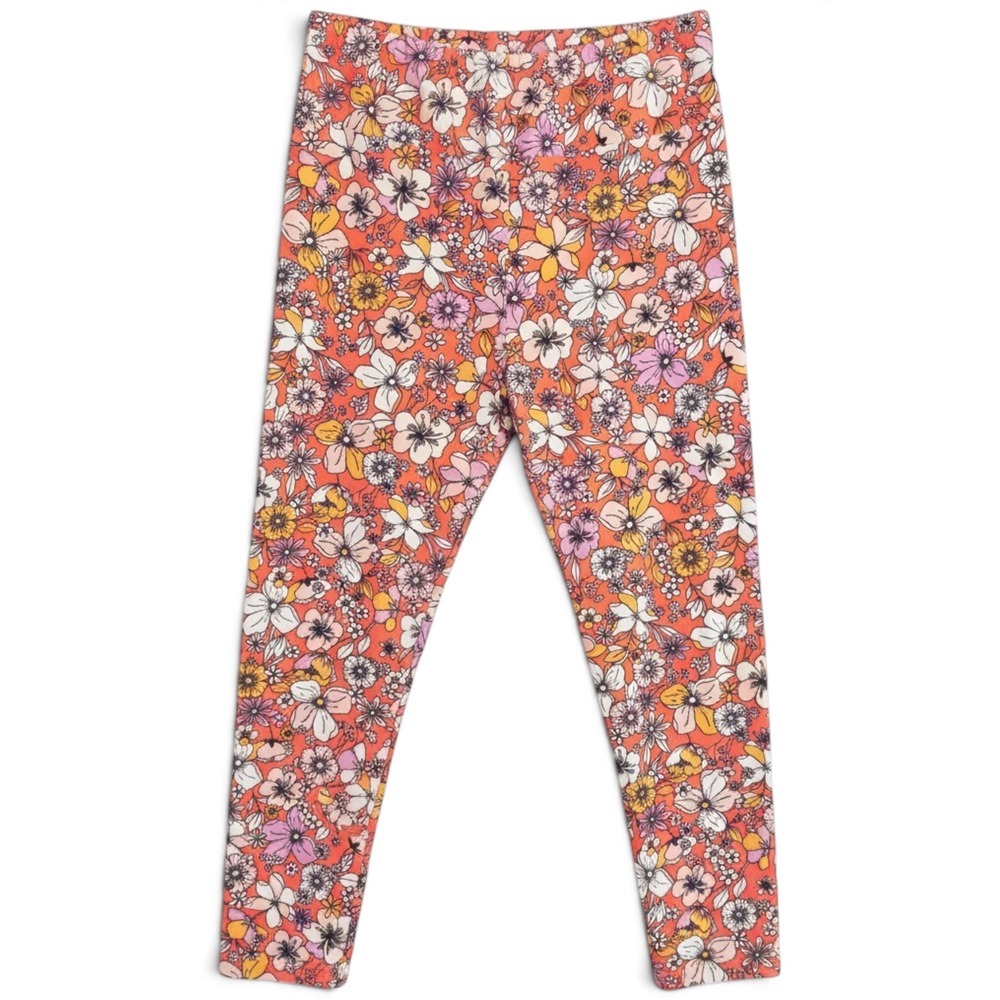 No Boundaries Floral Capri Leggings Women L 11-13 Retro 70s Style Boho Colorful